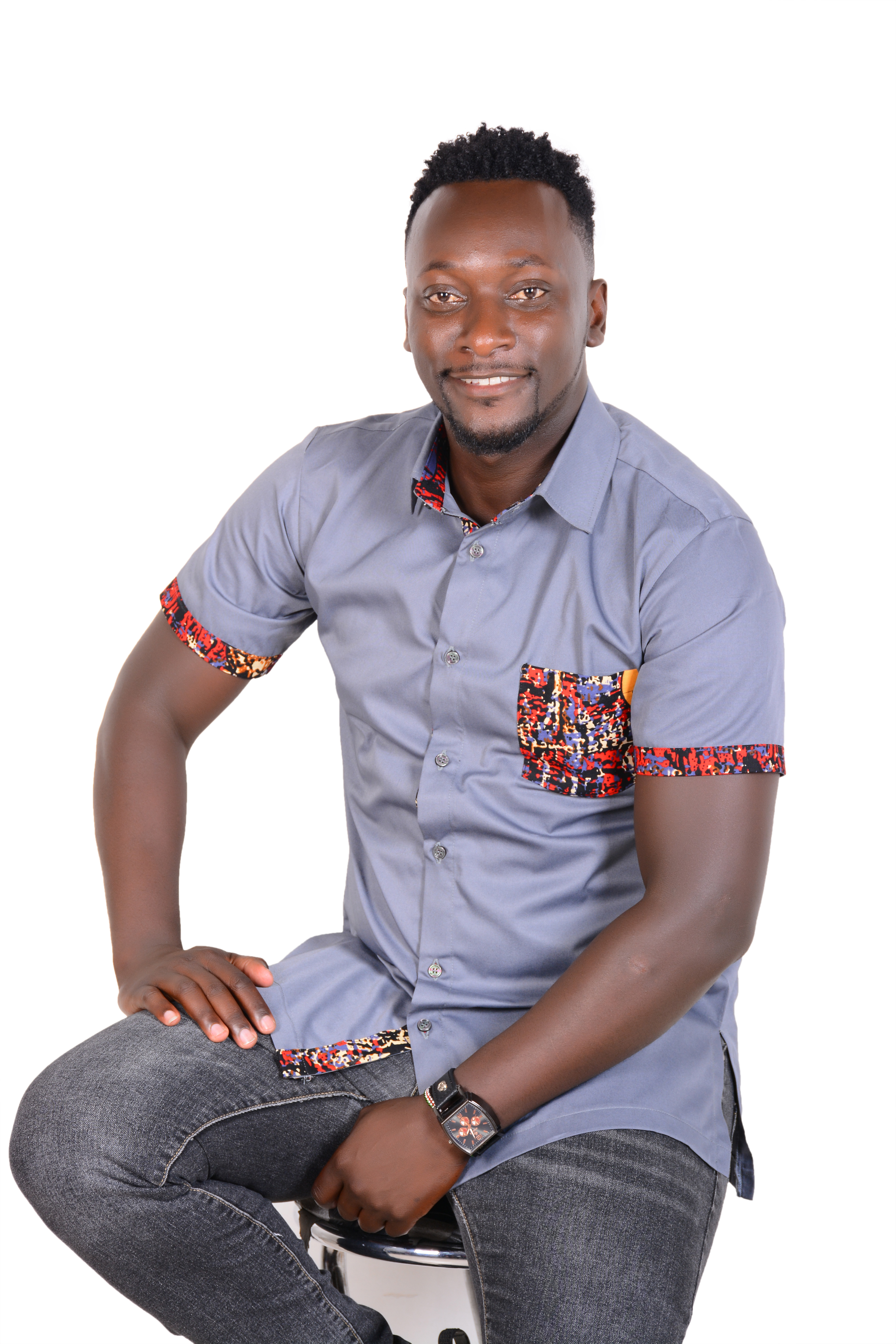 Safari Adventure -  African Shirt Shirt -AshGrey with collar and button down design